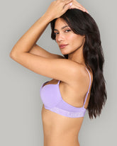 LA SENZA RX PUSH UP PLUNGE KNOCKOUT CDP LOGO COTTON LIGHT BLUE BRA PURPLE / 34B